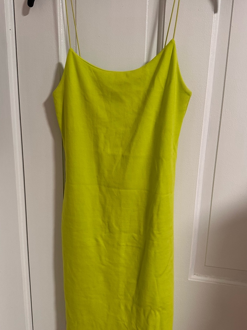 Zara Neon Lime Slip Midi Dress with Spaghetti Straps